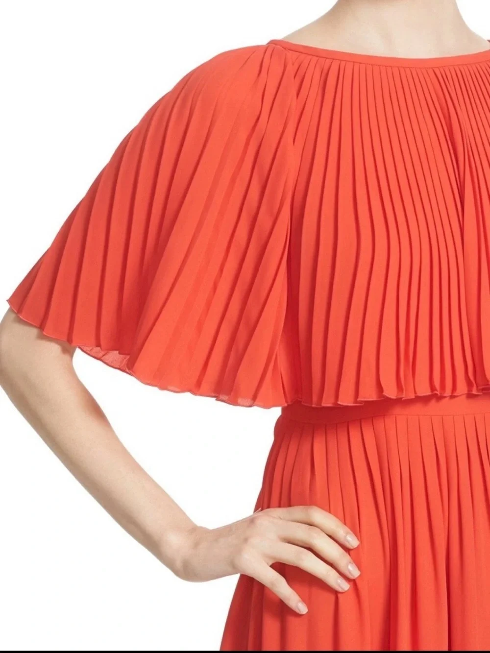 kate spade Coral Pleated Midi Dress
